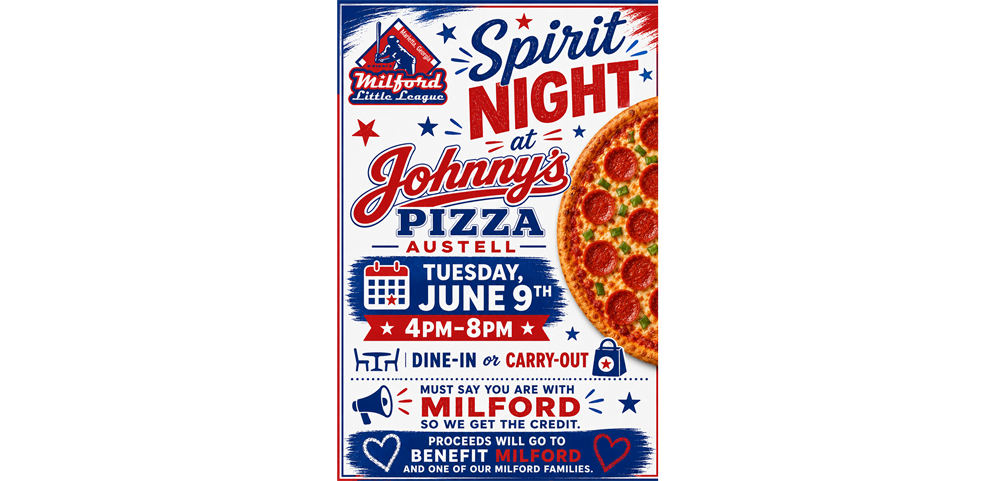 Milford Little League Spirit Night at Johnny's Pizza